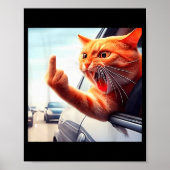 Poster Funny Cat Middle Finger Hilarious Cat In The Car C (Devant)