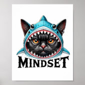 Poster Funny Cat, Mindset Motivational Saying, Shark  (Devant)