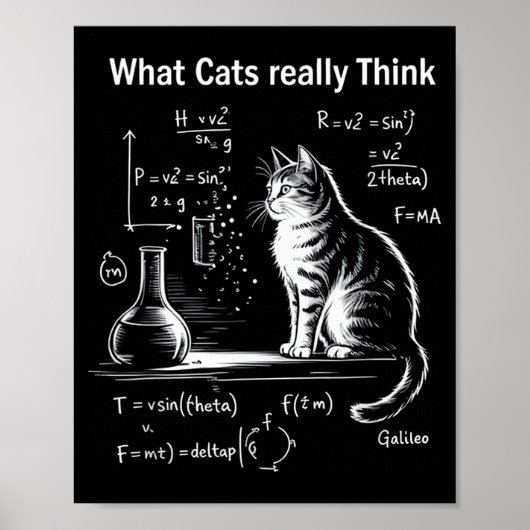 Poster Funny Cat Physics Humor Design What Cats Really Th (Devant)