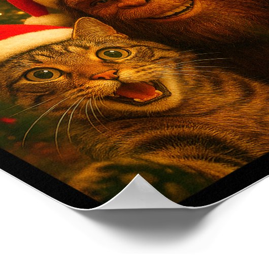 Poster Funny Cat Selfie With Bigfoot Christmas Sasquatch (Coin)