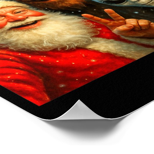 Poster Funny Cat Selfie With Santa Claus &amp; Bigfoot Me (Coin)