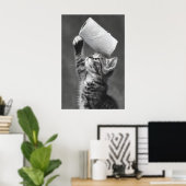 Poster Funny Cat Toilet Paper Roll Art, Whimsical (Bureau à domicile)
