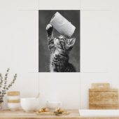 Poster Funny Cat Toilet Paper Roll Art, Whimsical (Cuisine)