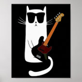 Poster Funny Cat Wearing Sungles Playing B Guitar Men Wom (Devant)