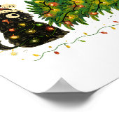 Poster Funny Cat With Christmas Lights And Fallen Tree Ar (Coin)