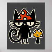 Poster Funny Cat With Mushroom Hat Black Cat With Toadsto (Devant)