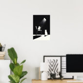 Poster Funny cat with telescope (Bureau à domicile)