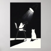 Poster Funny cat with telescope (Devant)