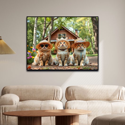 Poster Funny Cats in Preppy Summer Attire and Hats