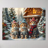 Poster Funny Cats in Preppy Winter Attire and Hats (Devant)