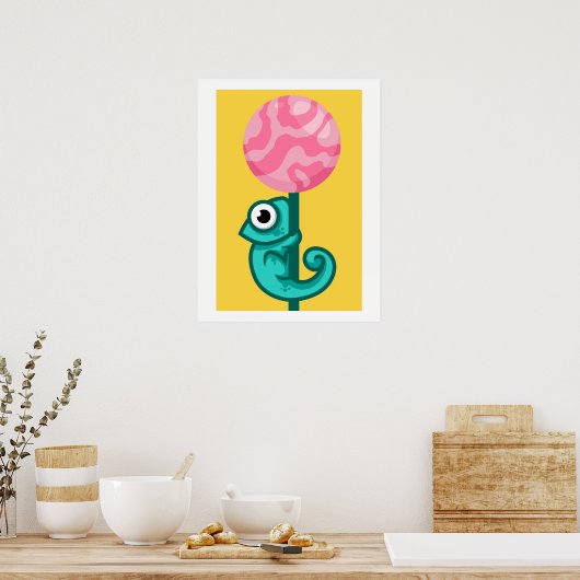 Poster Funny Chameleon - Cuite salle de jeu animale (Cuisine)