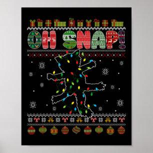Poster Funny Chat Oh Snap Gros Chandail de Noël Pyjamas X