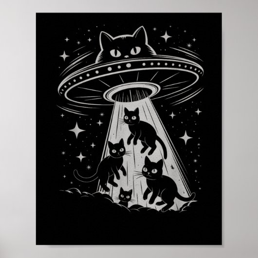 Poster Funny Chat Ufo Alien spatial Galaxy Esthétique (Devant)