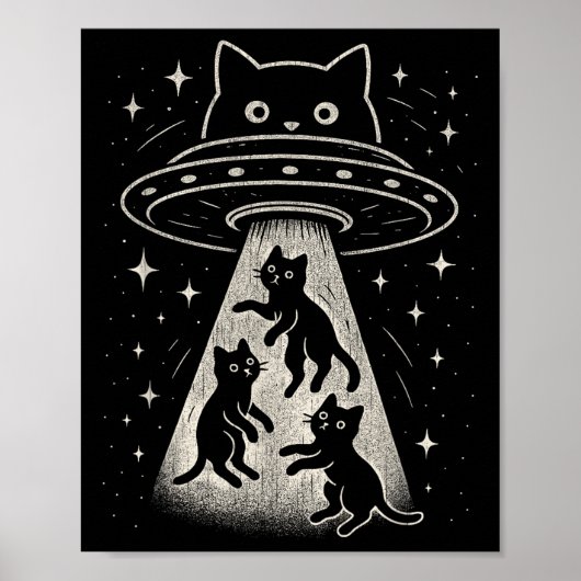 Poster Funny Chat Ufo Cute Kitty Espace Alien Aes (Devant)