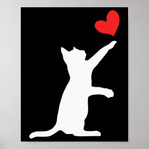 Poster Funny Chat Valentine Cute Coeur Amoureux des chats