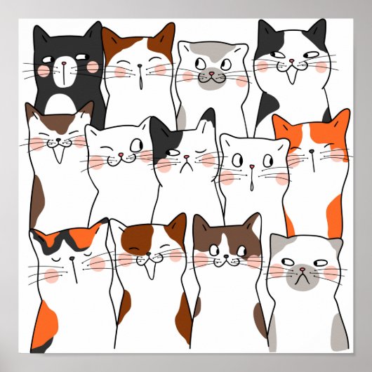 Poster Funny Chats Kawaii (Devant)
