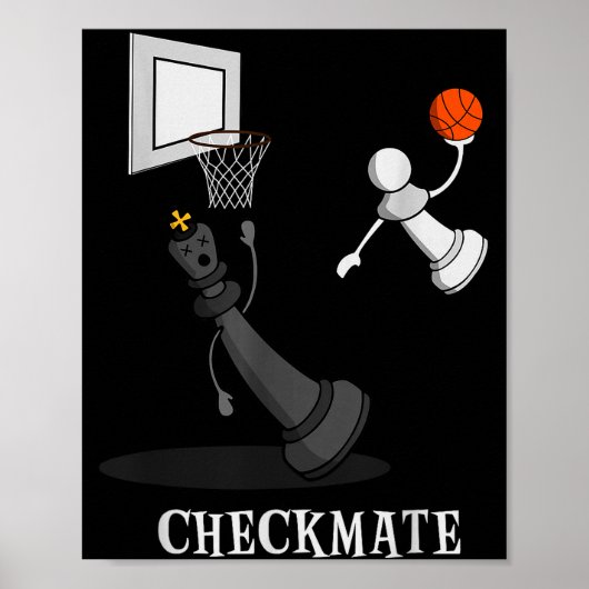 Poster Funny Checkmate Chess Basketball Game Board King P (Devant)