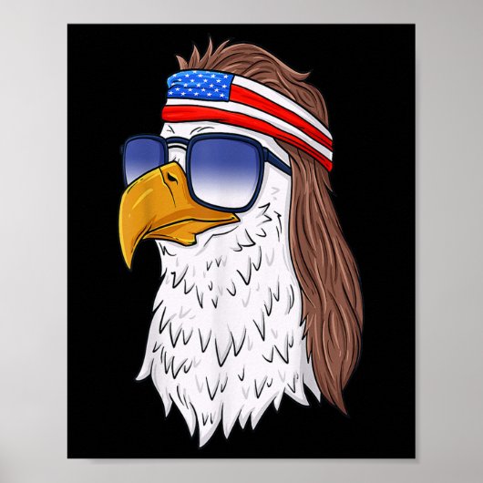 Poster Funny Chemise American Bald Eagle Mullet 4 juillet (Devant)