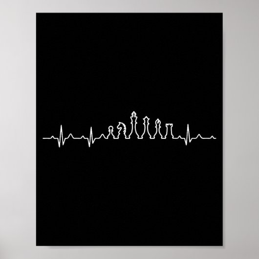 Poster Funny Chess Heartbeat Checkers Board Game Tourname (Devant)