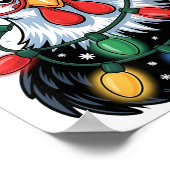 Poster Funny Chicken Christmas Tree Lights Santa Hat Xmas (Coin)