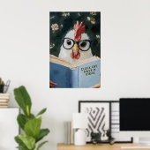 Poster Funny Chicken Reading Cluck Off Have a Steak Book (Bureau à domicile)