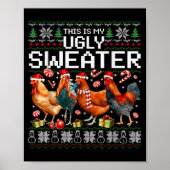 Poster Funny Chicken Ugly Christmas Sweater Holiday Desig (Devant)