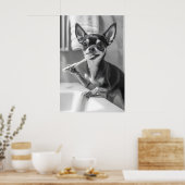 Poster Funny Chihuahua Bathroom Art Print, Brushing Teeth (Cuisine)