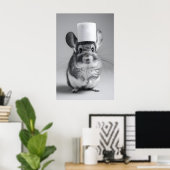 Poster Funny Chinchilla Bathroom Print, Toilet Paper Hat (Bureau à domicile)