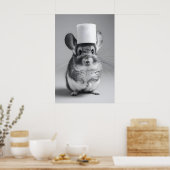 Poster Funny Chinchilla Bathroom Print, Toilet Paper Hat (Cuisine)