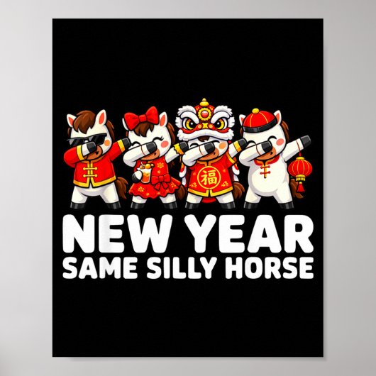 Poster Funny Chinese Lunar New Year Same Silly Horse Dabb (Devant)