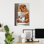 Poster Funny Chow Chow Bathroom Print, Dog Reading (Bureau à domicile)