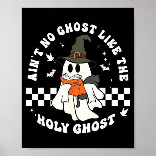 Poster Funny Christian Ghost With Bible Retro Catholic Cu (Devant)