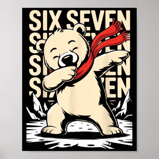 Poster Funny Christmas Bear Dabbing Xmas Dab Six Seven 67 (Devant)