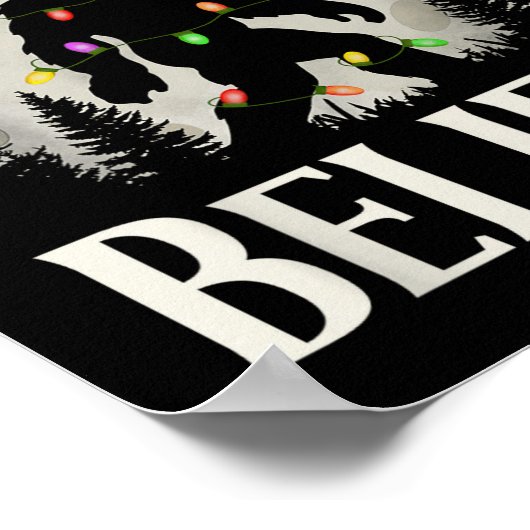 Poster Funny Christmas Bigfoot Santa Hat Moon Sasquatch K (Coin)