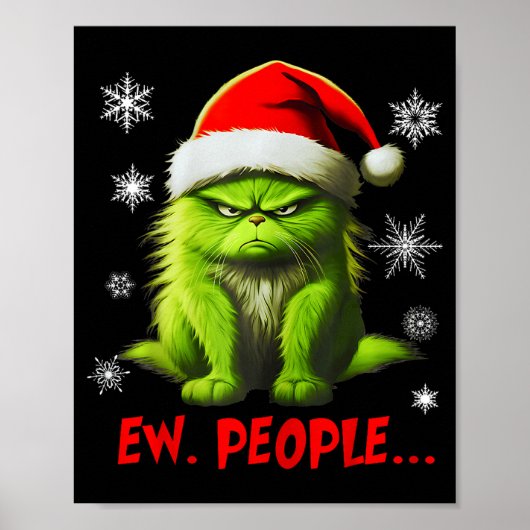 Poster Funny Christmas Cat Ew People Meowy Cat Lovers Men (Devant)