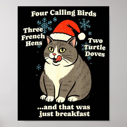 Poster Funny Christmas Cat Meme Caroling Holiday Santa Ha (Devant)