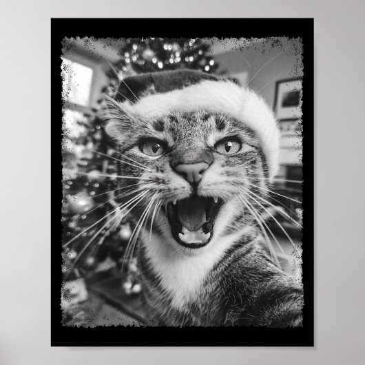 Poster Funny Christmas Cat Selfie  (Devant)