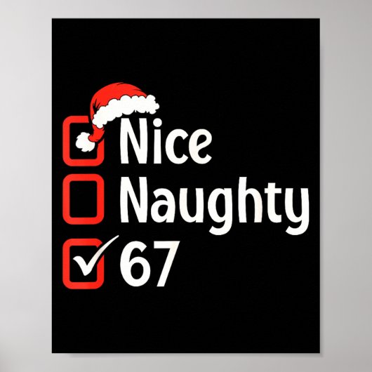 Poster Funny Christmas Checked List Nice Naughty 6 7 Meme (Devant)