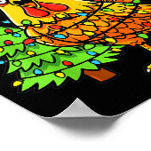 Poster Funny Christmas Chicken Lights Santa Hat F-caw-f (Coin)