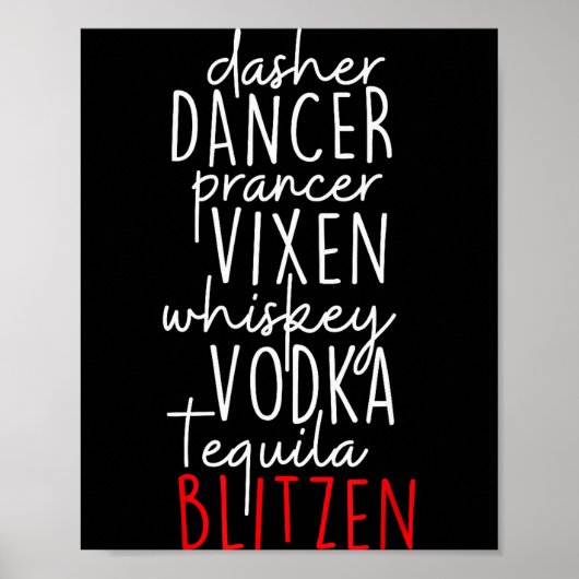 Poster Funny Christmas Dasher Dancer Prancer Vixen Whiske (Devant)