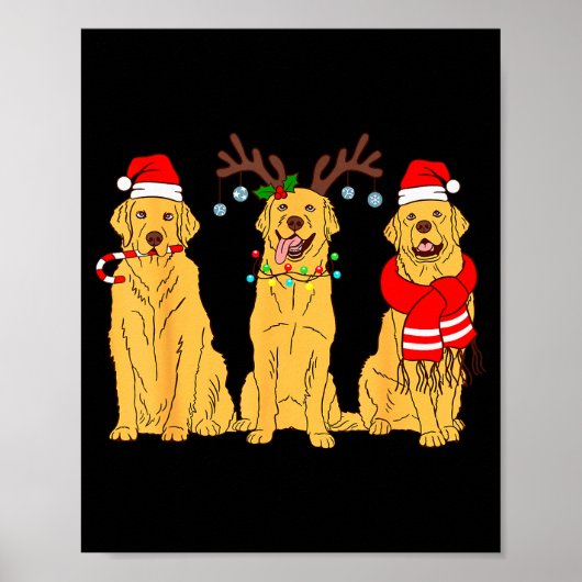 Poster Funny Christmas Dogs Design Dog Christmas Wearing  (Devant)