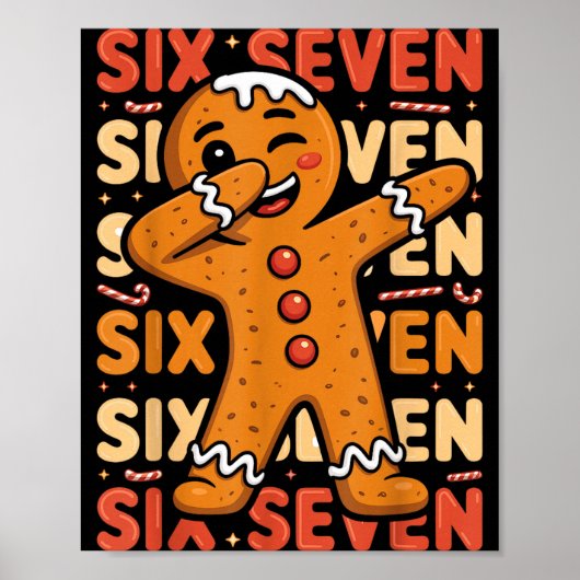 Poster Funny Christmas Gingerbread Cookie Dab Six Seven 6 (Devant)