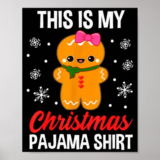 Poster Funny Christmas Gingerbread Man Pajama Pj Outfit G (Devant)