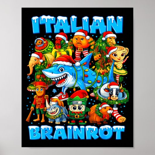 Poster Funny Christmas Italian Brain Rot Italian Brainrot (Devant)