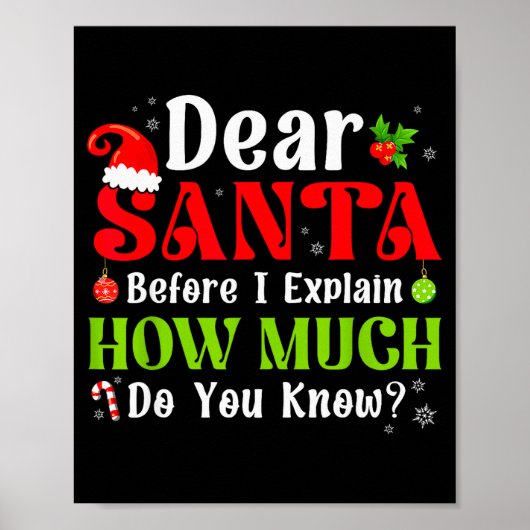 Poster Funny Christmas Kids Boys Girls Dear Santa I Can E (Devant)