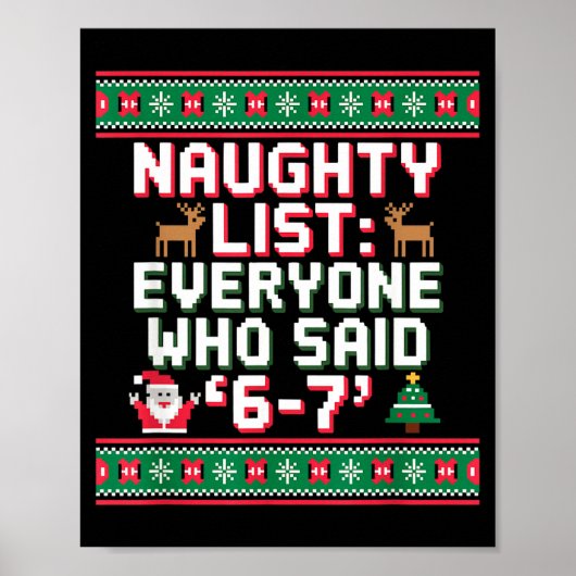 Poster Funny Christmas Meme 6-7 Naughty List Humor Ugly C (Devant)