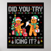 Poster Funny Christmas Nurse Did You Try Icing It_ Ginger (Devant)