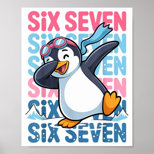 Poster Funny Christmas Penguin Dabbing Xmas Dab Six Seven (Devant)