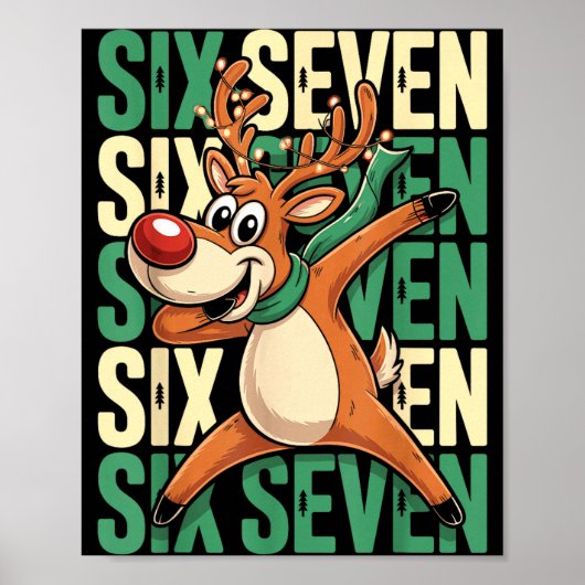 Poster Funny Christmas Reindeer Dabbing Xmas Dab Six Seve (Devant)
