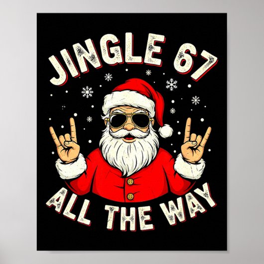 Poster Funny Christmas Six Seven Santa Rock N' Roll Hands (Devant)